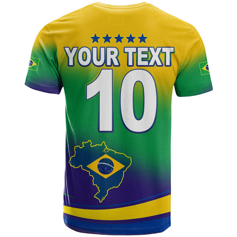 Custom Brazil Football Soccer 2022 World Cup Selecao Brasil Campeao Style Color Flag T Shirt