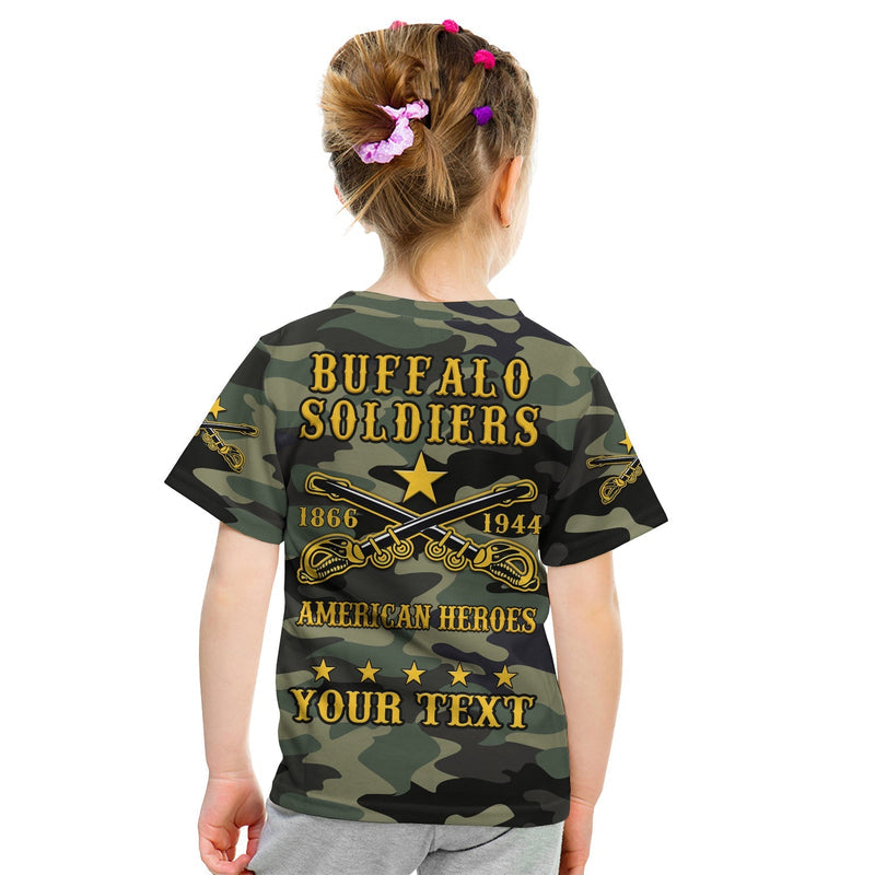 (Custom Text and Chapter) Buffalo Soldiers Camouflage American Heroes BSMC T Shirt