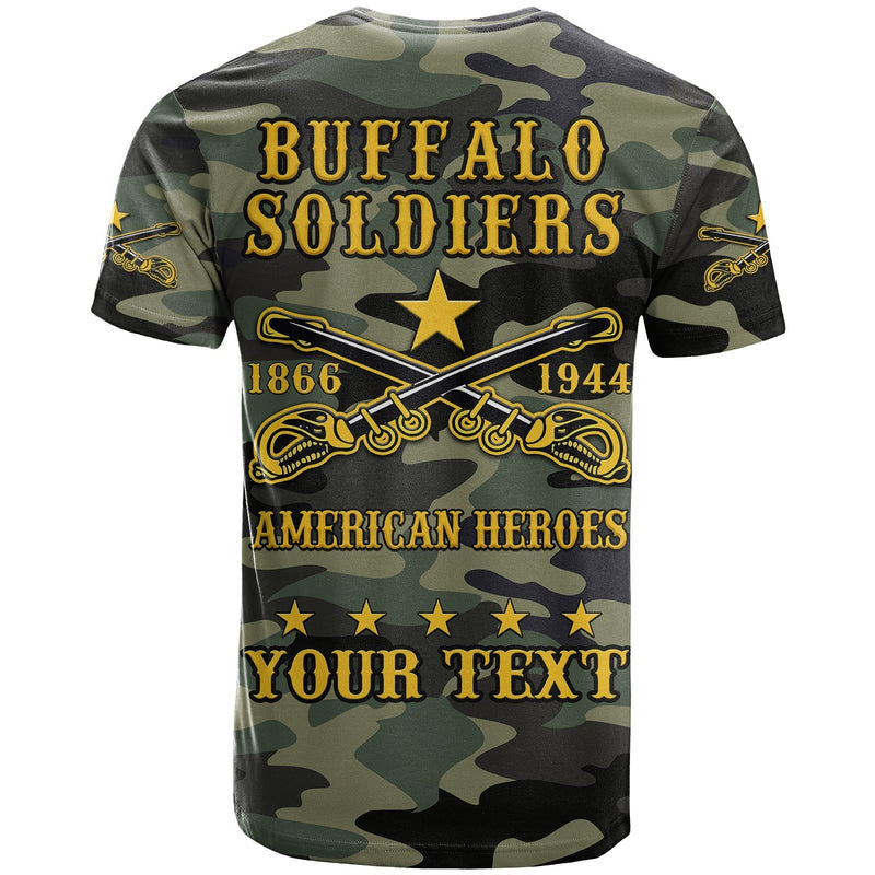 (Custom Text and Chapter) Buffalo Soldiers Camouflage American Heroes BSMC T Shirt