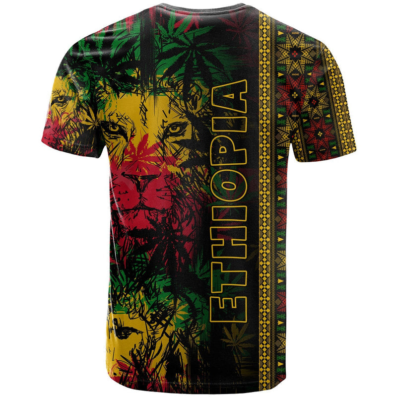 Ethiopia Lion Reggae Ethiopian Cross T Shirt