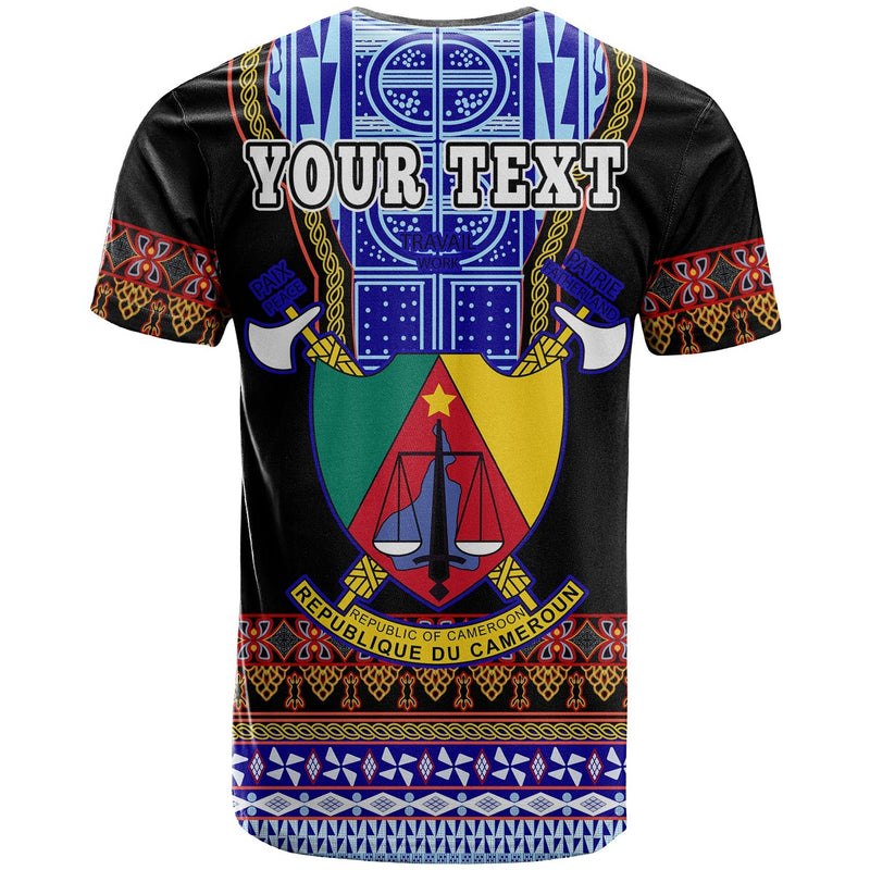 Custom Cameroon Atoghu Pattern Black Style T Shirt