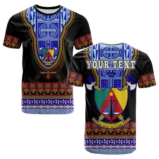 Custom Cameroon Atoghu Pattern Black Style T Shirt