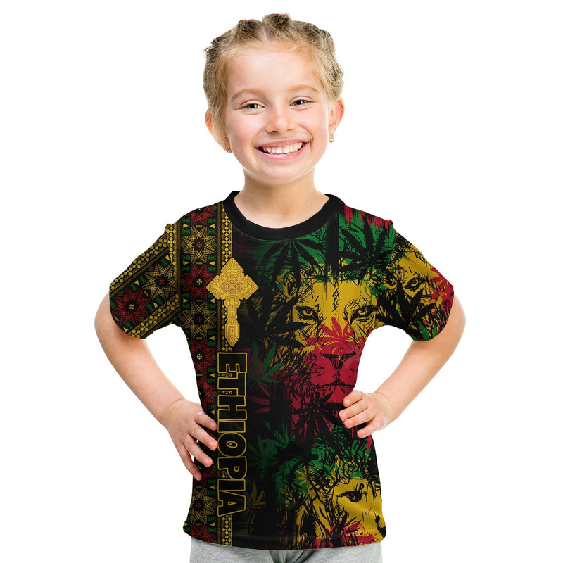 Ethiopia Lion Reggae Ethiopian Cross T Shirt