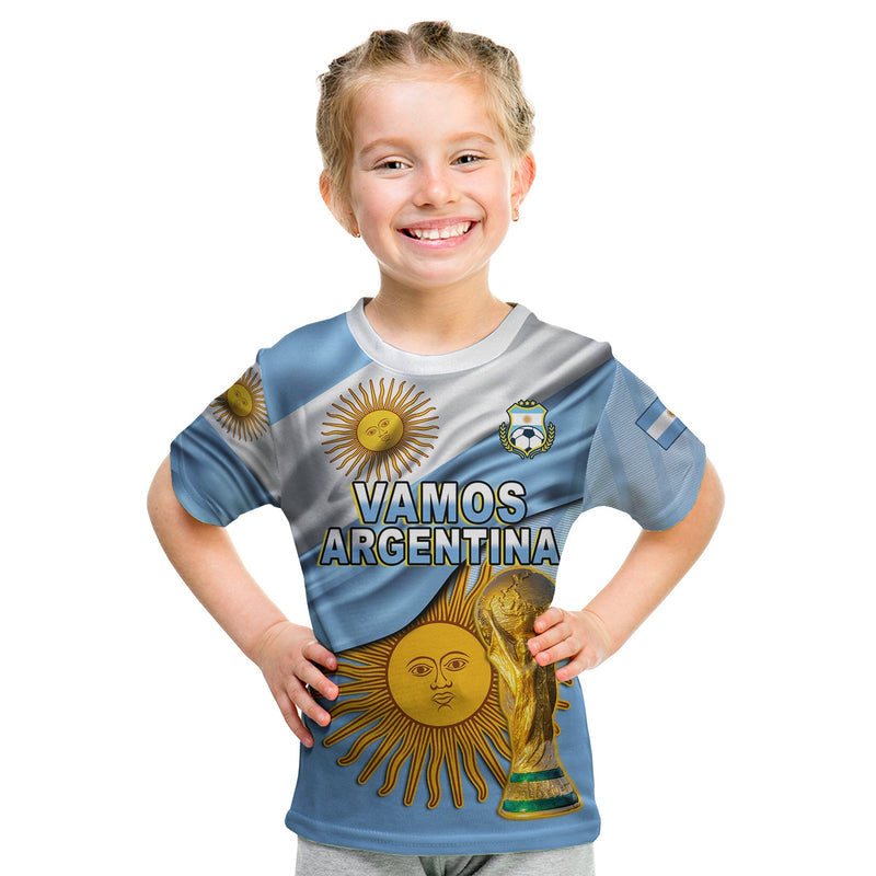 Custom Football Vamos La Albiceleste Champions World Cup Vibe Flag T Shirt