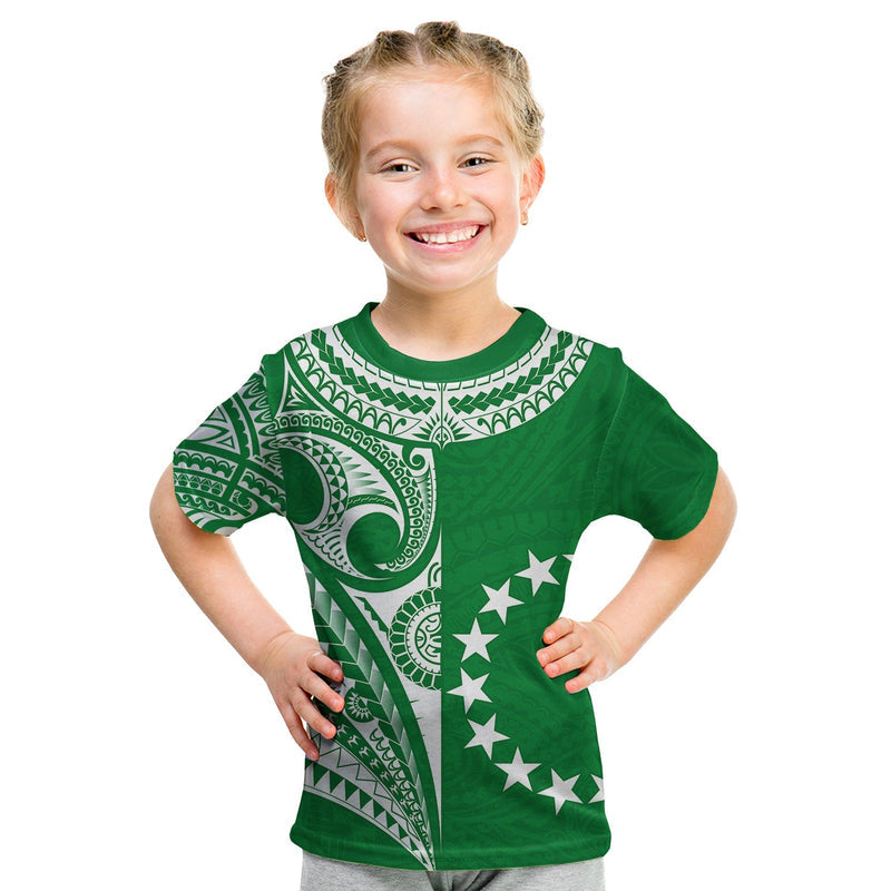 Custom Cook Islands Tatau Symbolize Passion Stars Version Green T Shirt