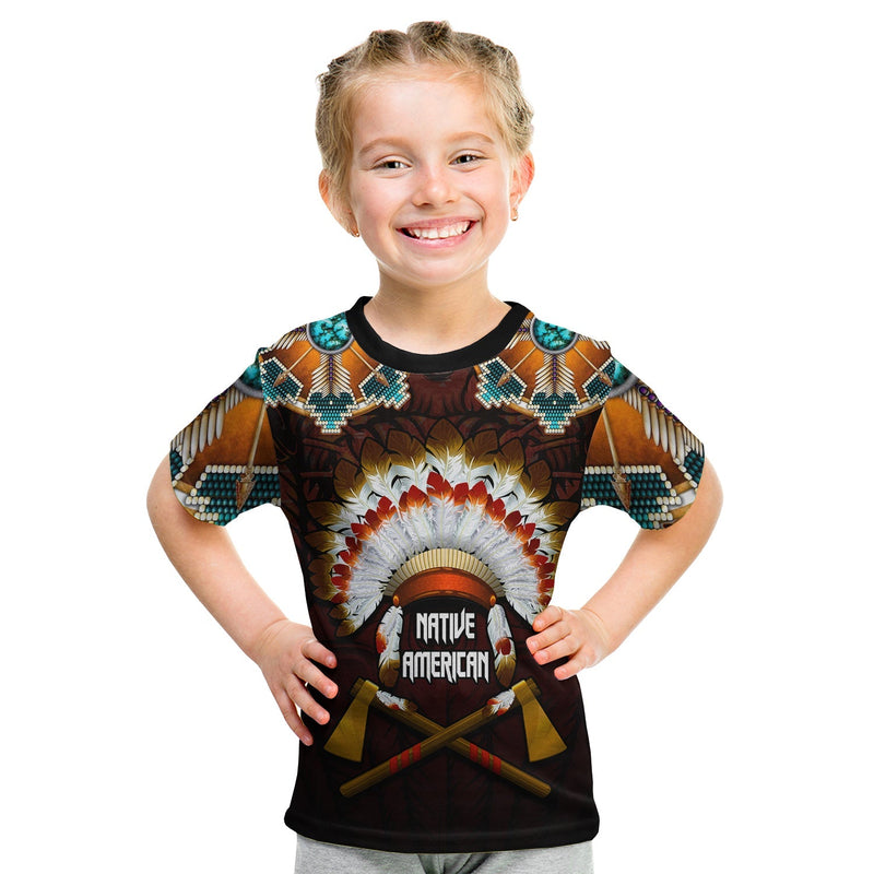Custom The First Americans Indian Headdress With Skull T Shirt