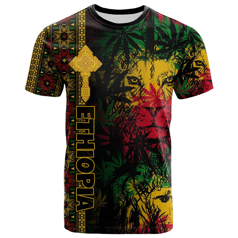Ethiopia Lion Reggae Ethiopian Cross T Shirt