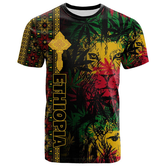 Ethiopia Lion Reggae Ethiopian Cross T Shirt
