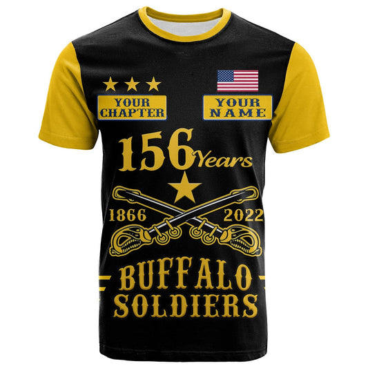 (Custom Text and Chapter) Buffalo Soldiers Since 1866 BSMC Anniversary T Shirt
