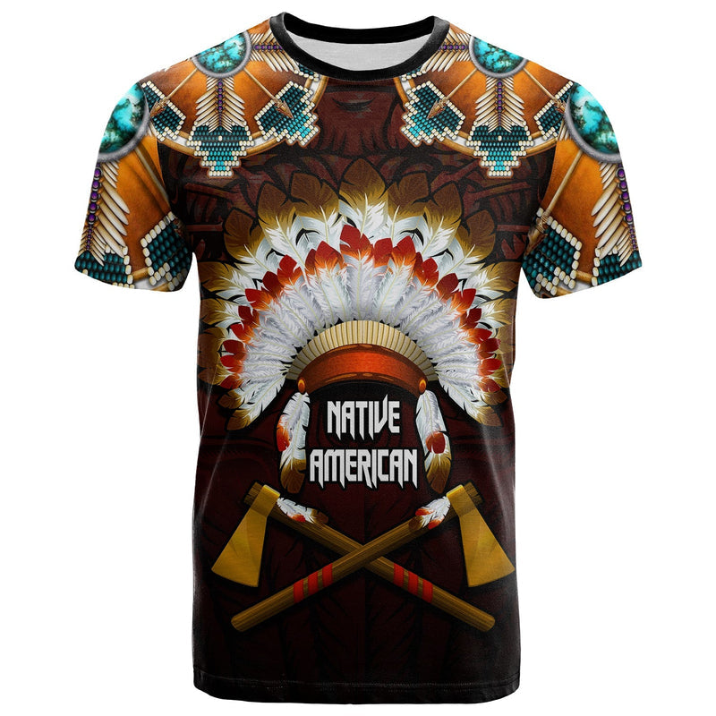 Custom The First Americans Indian Headdress With Skull T Shirt