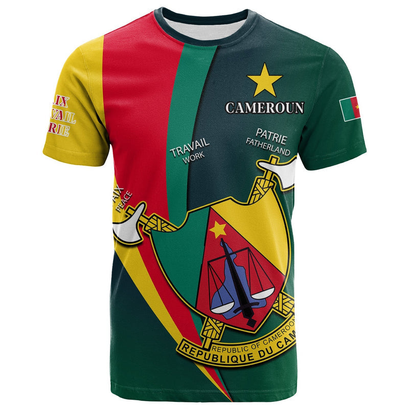 Custom Cameroon Map Cameroun Style Flag T Shirt