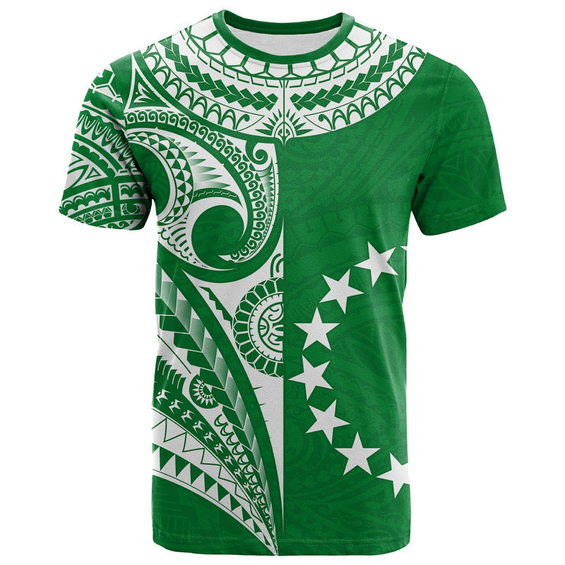 Custom Cook Islands Tatau Symbolize Passion Stars Version Green T Shirt