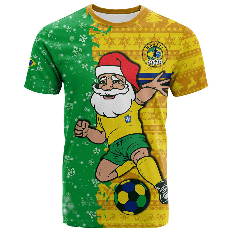Custom Brazil Football Christmas Santa Claus Selecao Champions T Shirt
