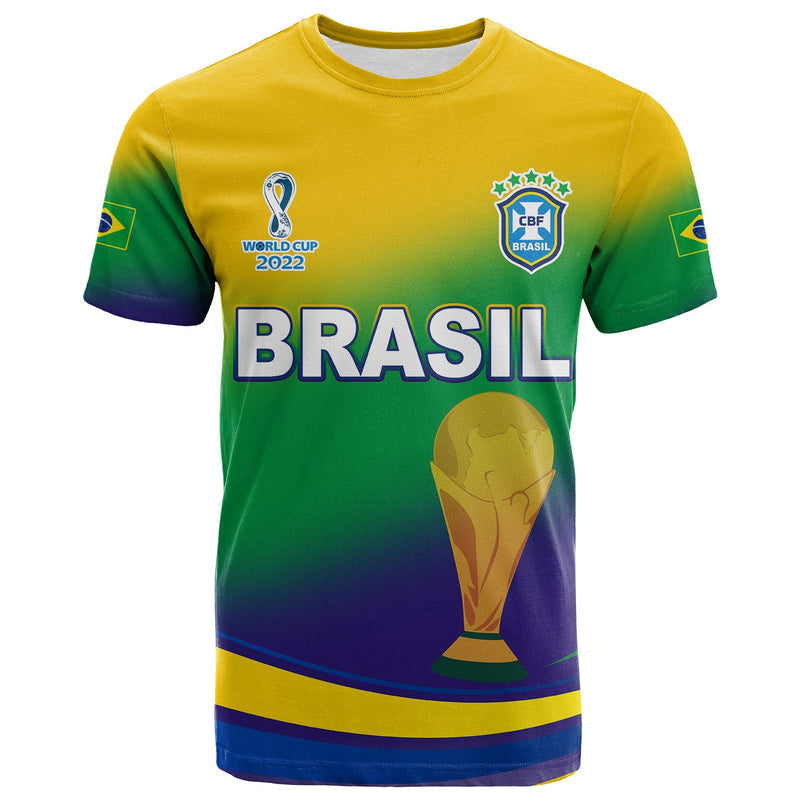 Custom Brazil Football Soccer 2022 World Cup Selecao Brasil Campeao Style Color Flag T Shirt