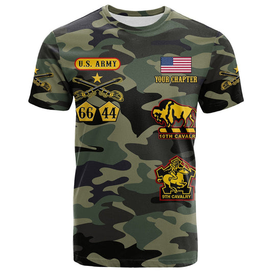 (Custom Text and Chapter) Buffalo Soldiers Camouflage American Heroes BSMC T Shirt