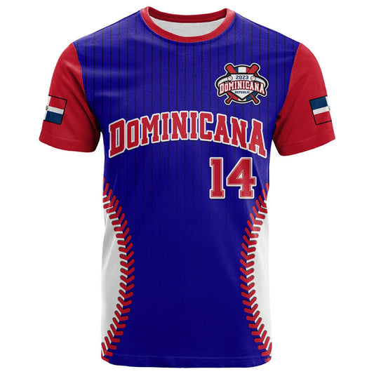 Custom Dominican Republic Baseball 2023 Version Blue T Shirt