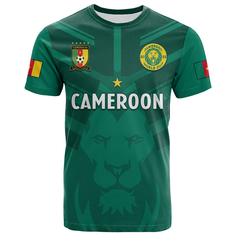Custom Cameroon Football Les Lions Indomptables Green World Cup 2022 T Shirt