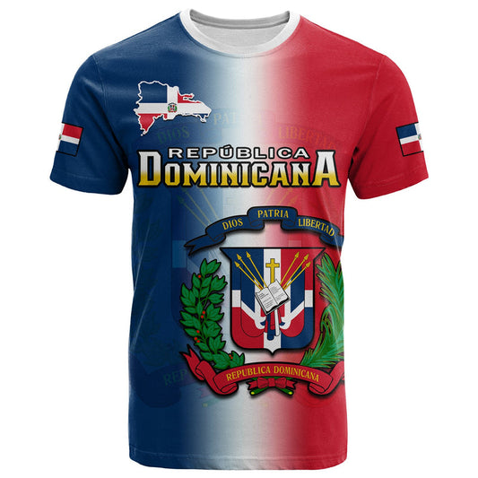 Dominican Republic Dominicana Coat Of Arms Gradient Style T Shirt