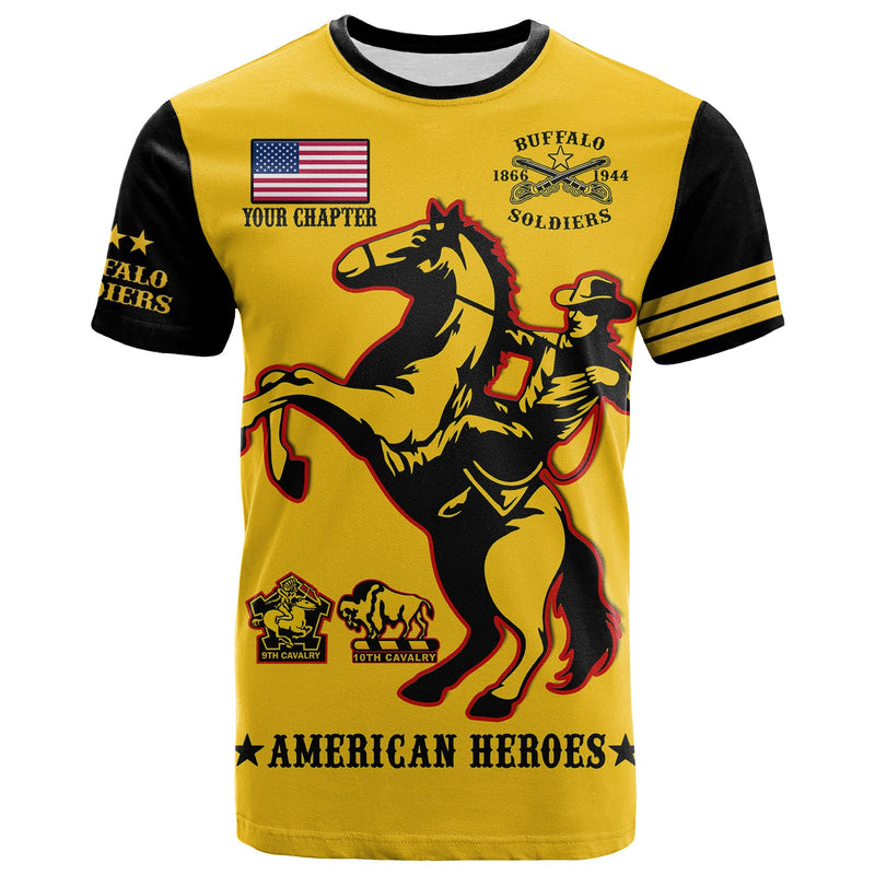 (Custom Text And Chapter) Buffalo Soldiers BSMC United States Army Yellow T Shirt