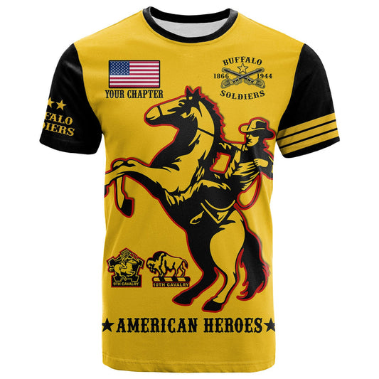 (Custom Text And Chapter) Buffalo Soldiers BSMC United States Army Yellow T Shirt