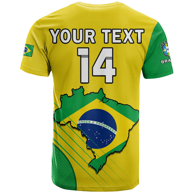 Custom Brazil Football Brasil Map Come On Canarinho Sporty Style T Shirt