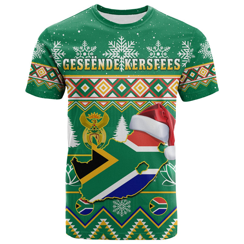 Custom South Africa Christmas King Protea Geseende Kersfees T Shirt