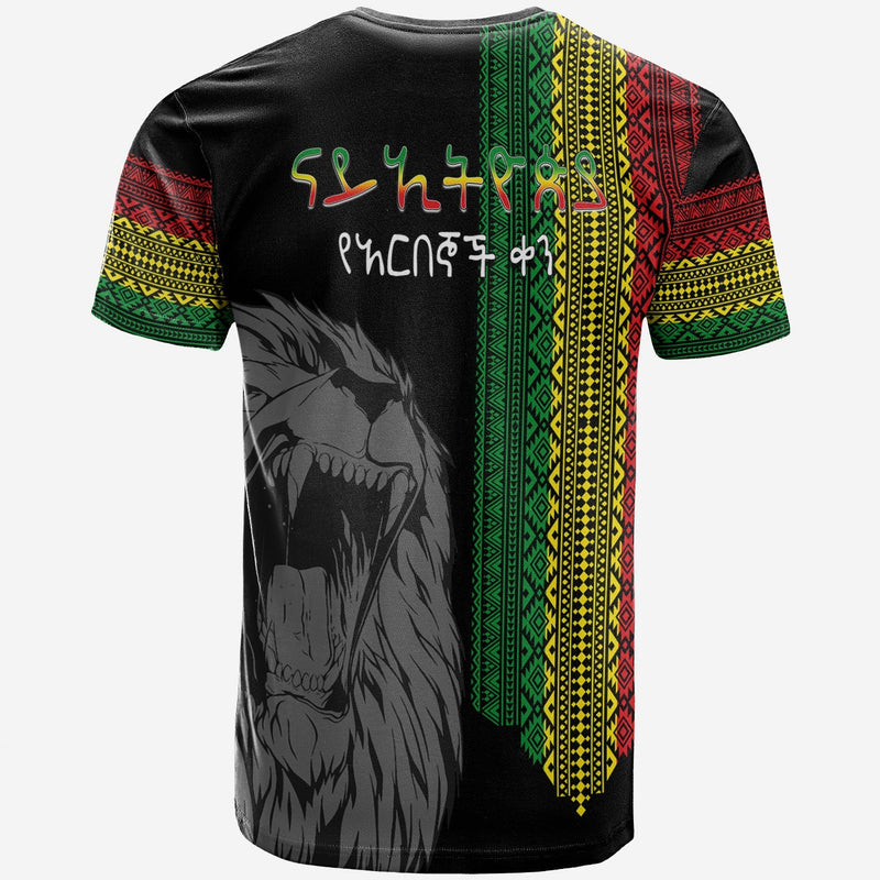 Ethiopia Patriot Day Amharic Letters Roaring Lion T Shirt