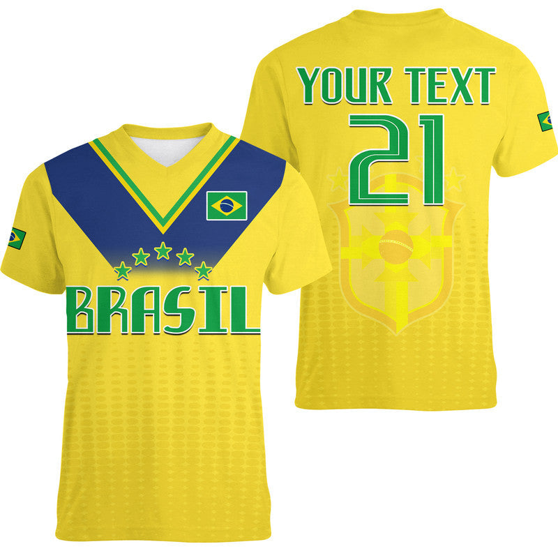 Custom Brazil Football Sub20 Champions South American V Neck T Shirt