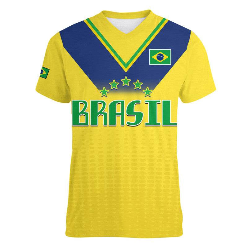 Custom Brazil Football Sub20 Champions South American V Neck T Shirt