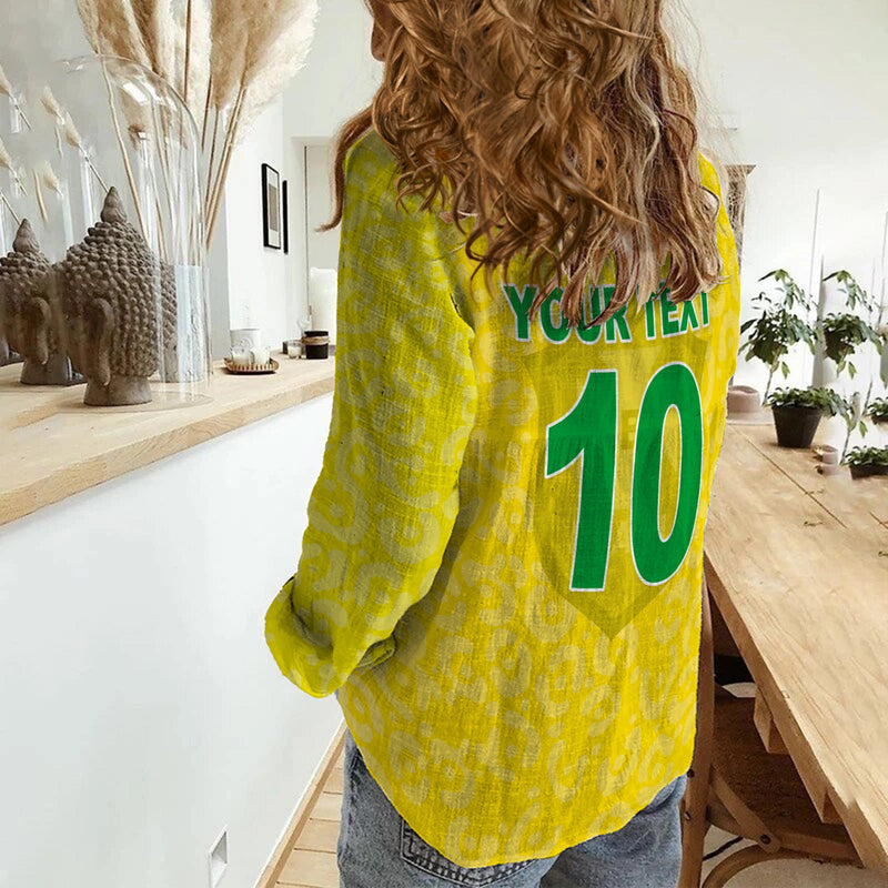 (Custom Text and Number) Brazil Football World Cup Champions Soccer 2022 Selecao Brasil Campeao Ver.02 Women Casual Shirt