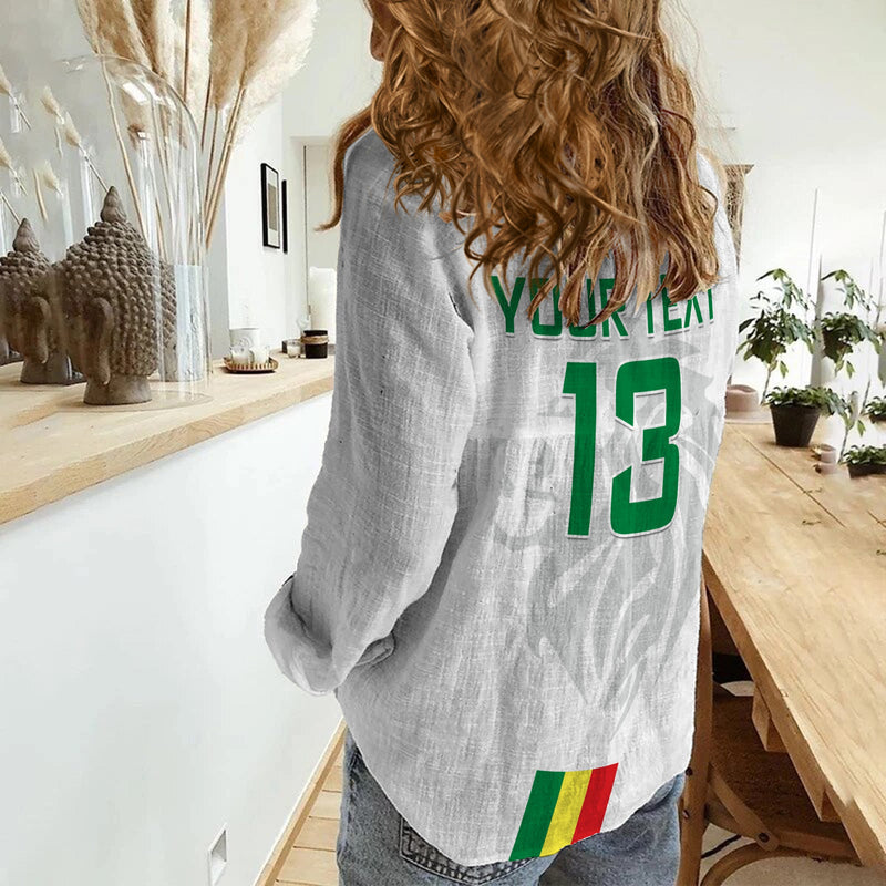 (Custom Text and Number) Senegal Football World Cup Soccer Lions of Teranga Champions mix Map Women Casual Shirt