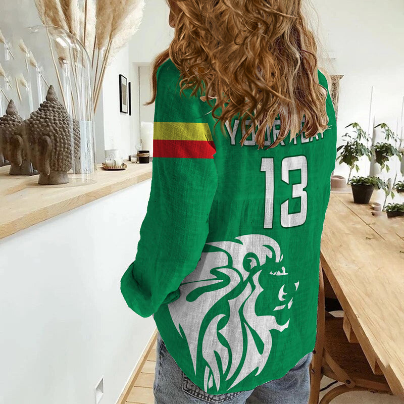 (Custom Text and Number) Senegal Football Lions of Teranga Soccer Champions World Cup Women Casual Shirt