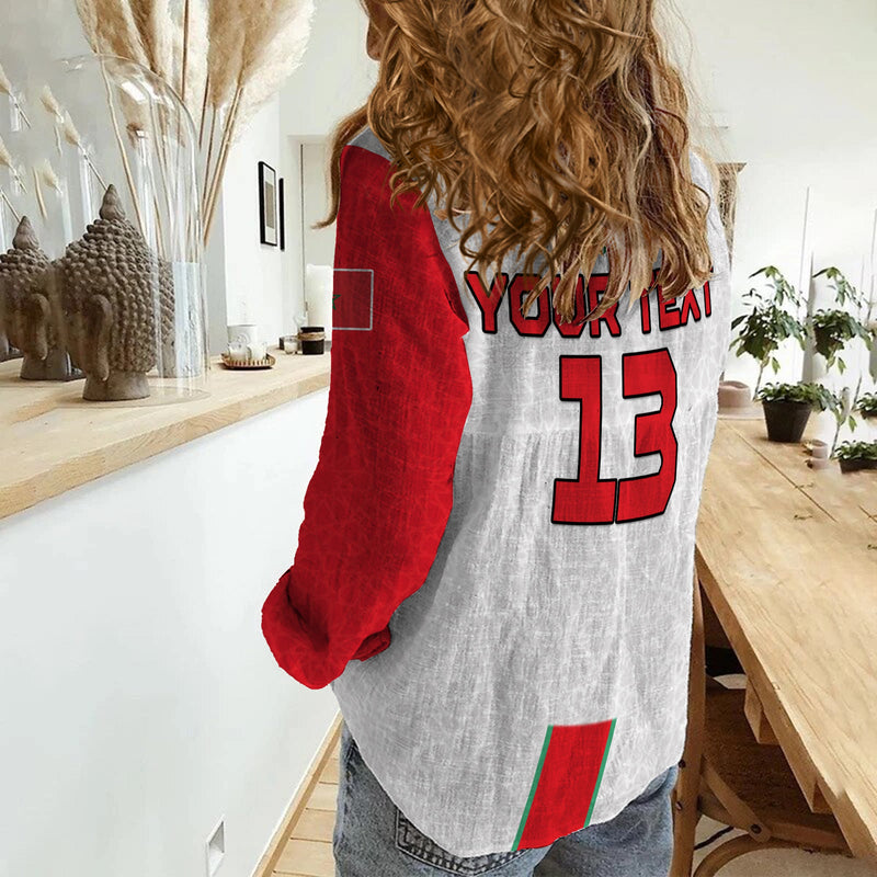 (Custom Text and Number) Morocco Football Women Casual ShirtWorld Cup 2022 Soccer Lions de l&#39;Atlas Champions