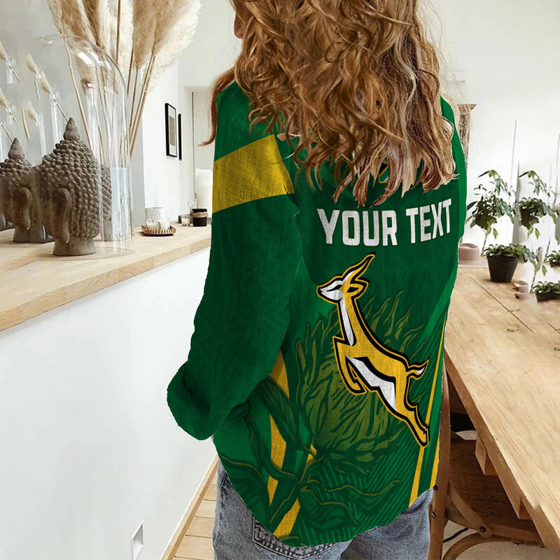 (Custom Personalised) South Africa Rugby Springboks Champion Women Casual Shirt