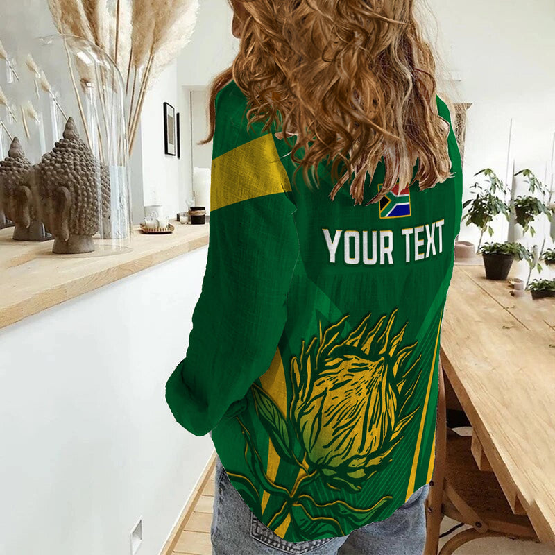 (Custom Personalised) South Africa Cricket Proteas Champion Women Casual Shirt