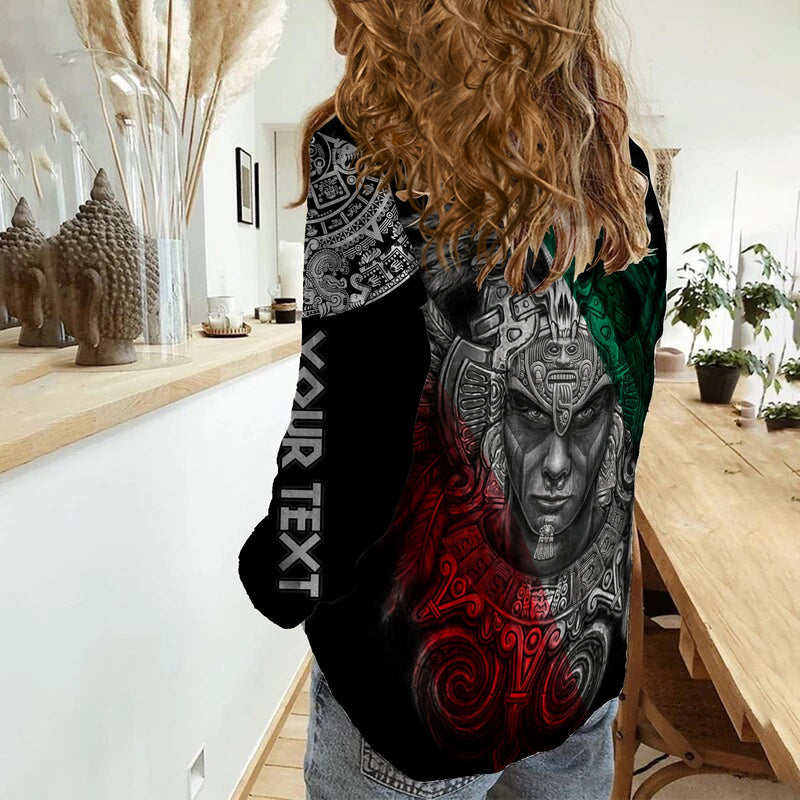 Custom Mexico Warrior Eagle Aztec Women Casual Shirt