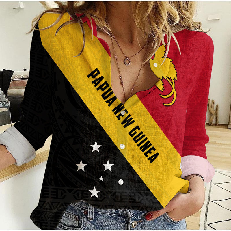 (Custom Personalised) Papua New Guinea Simple Women Casual Shirt