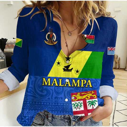 (Custom Personalised) Malampa Fiji Day Vanuatu Proud Women Casual Shirt