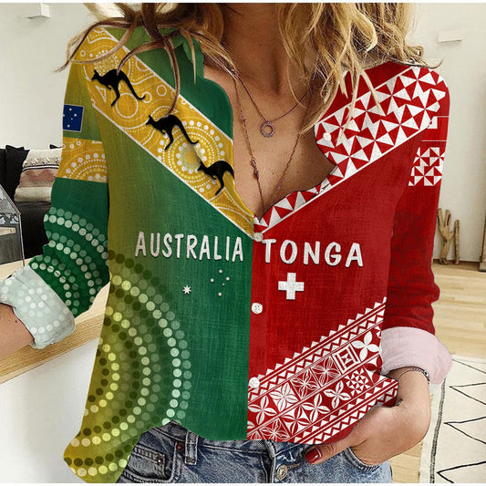 (Custom Personalised) Australia and Tonga Version Special Women Casual Shirt