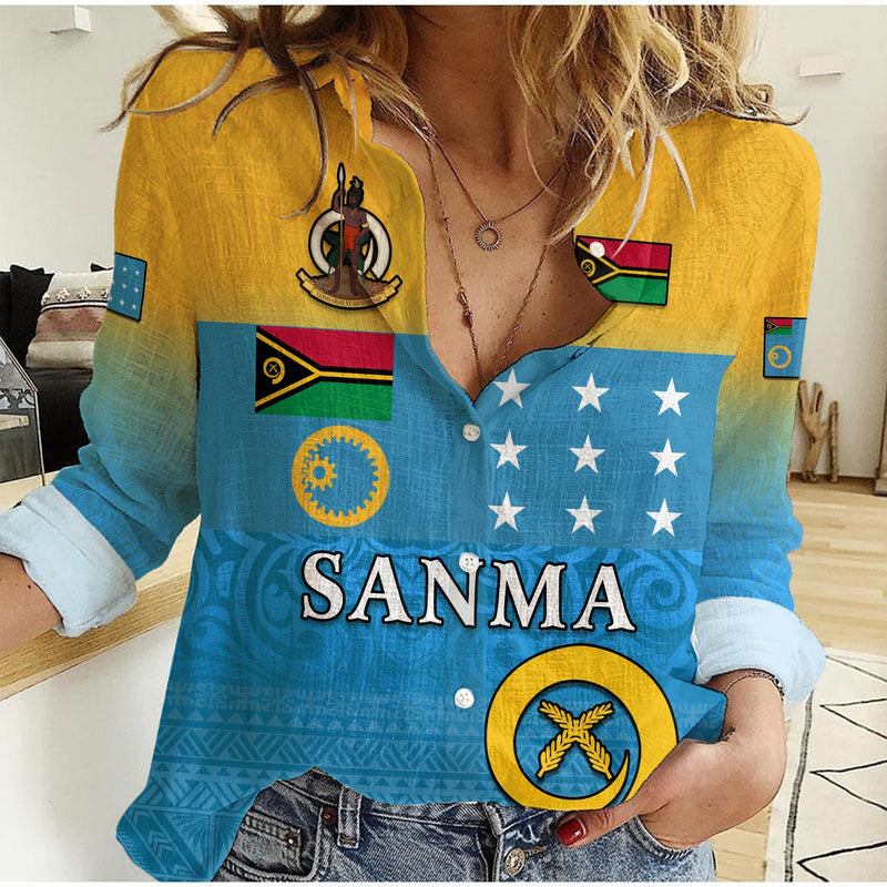 (Custom Personalised) Sanma Province Vanuatu Proud Women Casual Shirt