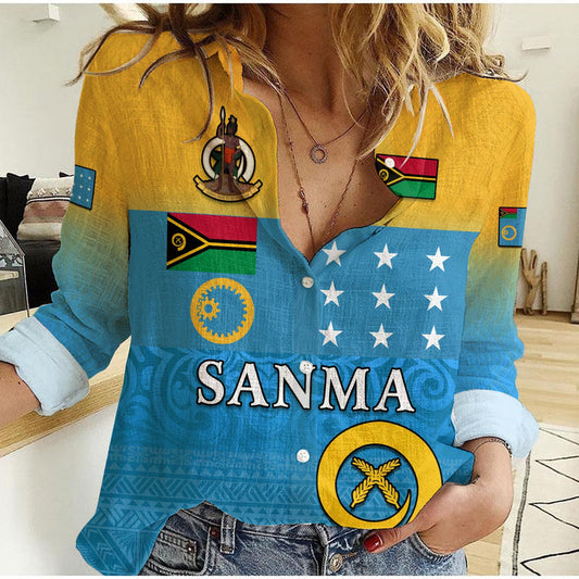 (Custom Personalised) Sanma Province Vanuatu Proud Women Casual Shirt