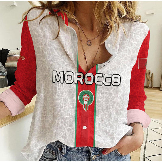 (Custom Text and Number) Morocco Football Women Casual ShirtWorld Cup 2022 Soccer Lions de l&#39;Atlas Champions