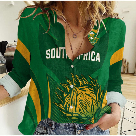 (Custom Personalised) South Africa Rugby Springboks Champion Women Casual Shirt