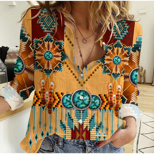 (Custom Personalised) Native American Dream Catchers Indigenous Women Casual Shirt