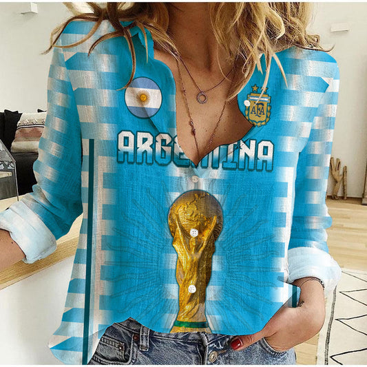 (Custom Personalised) Argentina Football Champions La Albiceleste GOAT Women Casual Shirt