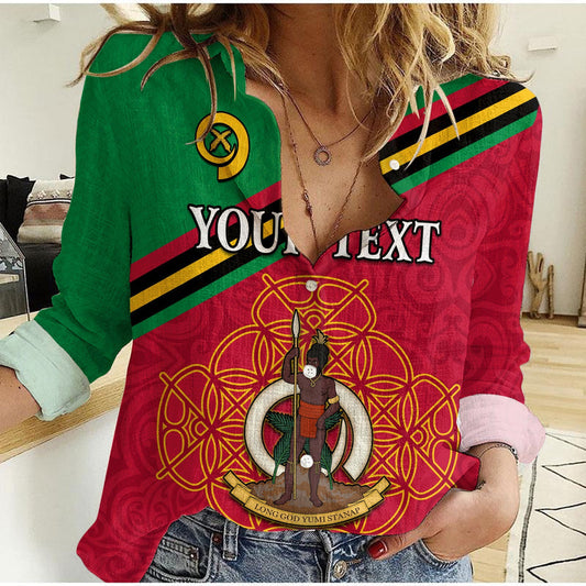 (Custom Personalised) Vanuatu Pattern Sand Drawing Women Casual Shirt