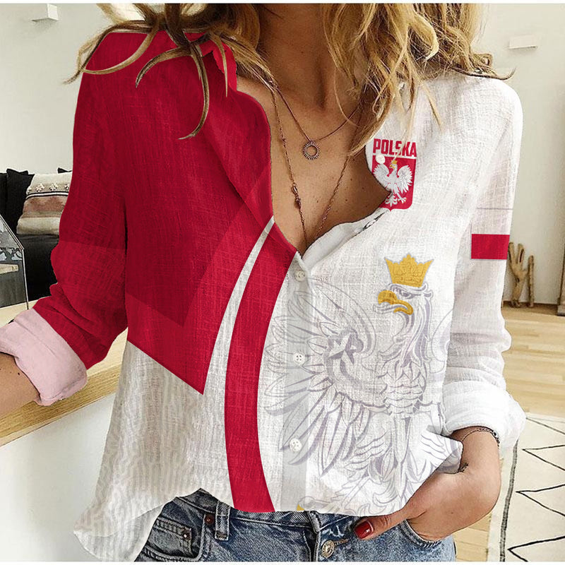 (Custom Text and Number) Poland Football Come On Biao Czerwoni Soccer Polski Champions World Cup Women Casual Shirt