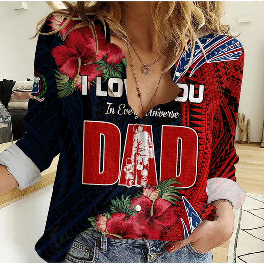 (Custom Text and Number) Samoa Fathers Day Polynesian Best Dad Ever Women Casual Shirt