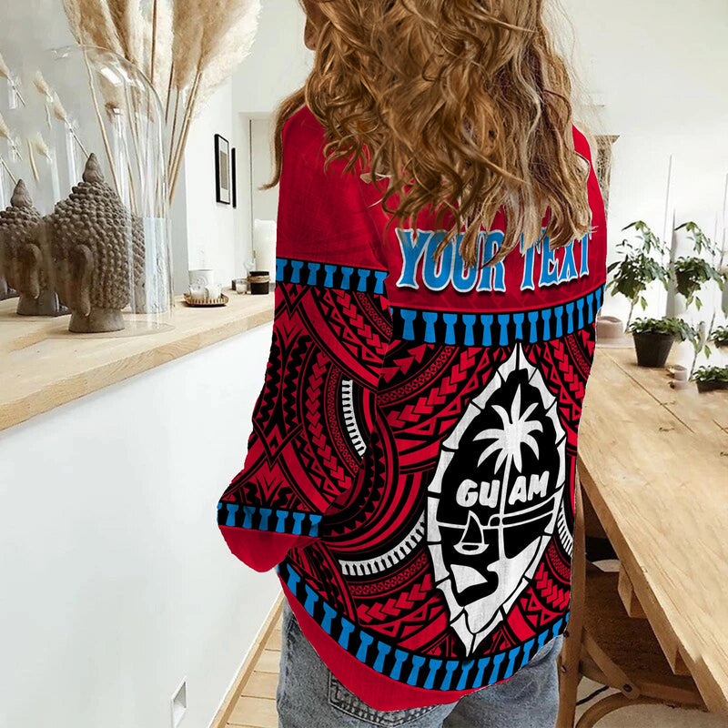(Custom Personalised) Guam Chamorro Latte Stone Red Polynesian Haligi Women Casual Shirt