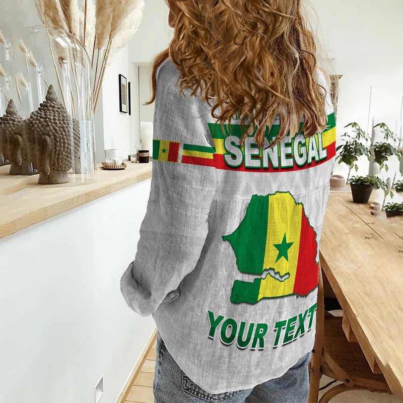 (Custom Personalised) Senegal Football 2022 Champion Teranga Lions Mix African Pattern Women Casual Shirt